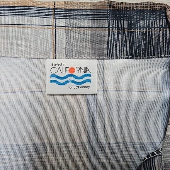 Vtg 60s 70s Disco Shirt Mens XL Big Collar Polyester Groovy Styled in California - Picture 8 of 9